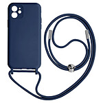 Avizar Coque Cordon iPhone 11 Semi-rigide Lanière Tour du Cou 80cm Bleu