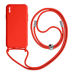 Avizar Coque Cordon iPhone X et XS Semi-rigide Lanière Tour du Cou 80cm rouge