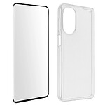 Avizar Coque pour Motorola Moto G52 et G82 Silicone Souple et Film Verre Trempé 9H  transparent contour noir