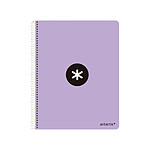 ANTARTIK Cahier spirale A4 240p 100g rembordé quadrillage 5mm microperforé 5 bandes 4 trous - lavande
