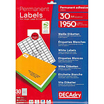 DECADRY Pochette 1950 étiquettes blanches multi-usage 38,1 x 21,2 mm DECADRY Pochette 1950 étiquettes blanches multi-usage 38,1 x 21,2 mm