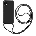 Avizar Coque pour Galaxy A22 5G Semi-Rigide Soft-Touch avec Cordon Tour de Cou Noir