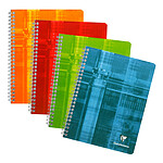CLAIREFONTAINE cahier à spirale 180 pages 17x22 cm 90g grands carreaux, couverture couleur aléatoire x 5