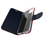 Avizar Étui pour iPhone 14 Portefeuille Porte carte Support Vidéo rouge et bleu