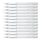 PENTEL Stylo roller à encre gel Hybrid Gel Grip K118L blanc x 12