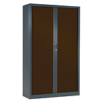VINCO Armoire Vestiaire Monobloc à Rideaux H198xL60xP43 cm Anthracite Rideaux Wengé VINCO Armoire Vestiaire Monobloc à Rideaux H198xL60xP43 cm Anthracite Rideaux Wengé