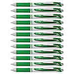 PENTEL Stylo Roller encre gel rétractable ENERGEL BL77 Pointe 0,7 mm vert x 12