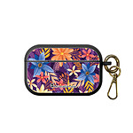 LaCoqueFrançaise Housse pour Airpods Pro silicone liquide noir Fleurs violettes et oranges