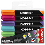 KORES Etui de 6 Marqueurs Permanent K MARKER Pointe Biseautée