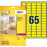 AVERY Pochette 1625 étiquettes Laser Adhésives Jaunes fluo Enlevables. 38,1x21,2mm