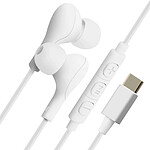 Écouteurs Filaires USB-C Intra-auriculaire Télécommande Magnétique 4Smarts Blanc