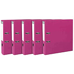EXACOMPTA Lot de 5 classeurs à levier intérieur et extérieur PP dos 80mm Prem'Touch Framboise