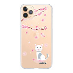 Evetane Coque iPhone 11 Pro Max silicone transparente Motif Chat et Fleurs ultra resistant