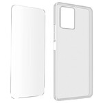 Avizar Coque pour Motorola Moto G53 Silicone Gel Souple avec Verre Trempé Dureté 9H transparent