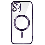Avizar Coque MagSafe pour iPhone 11 Silicone Protection Caméra Contour Chromé Violet