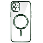 Avizar Coque MagSafe pour iPhone 11 Silicone Protection Caméra Contour Chromé Vert