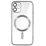 Avizar Coque MagSafe pour iPhone 11 Silicone Protection Caméra Contour Chromé Argent