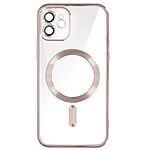 Avizar Coque MagSafe pour iPhone 12 Silicone Protection Caméra Contour Chromé
