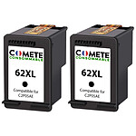 COMETE - HP 62XL - 2 Cartouches compatibles HP 62XL - Noir - Marque française