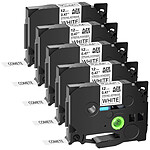COMETE - TZe-S231 - 5 Rubans TZe-S231 Noir sur Blanc cassette recharge pour étiqueteuse Brother