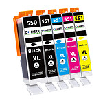 COMETE - Marque Française - 550XL 551XL - 5 Cartouches Compatibles 550 XL 551 XL pour Canon PIXMA
