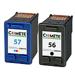 COMETE - 56XL/57XL - 1 Pack de 2 cartouches compatibles avec HP 56XL 57XL - Noir/Couleur - Marque française
