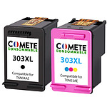 COMETE - 303 XL - Pack de 2 cartouches compatibles HP 303XL - 1 Noir + 1 Couleur - Marque française
