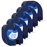 COMETE - 91331 - 5 Rubans 91331 Compatibles pour Etiqueteuses DYMO LetraTag - 12mm x 4m Noir sur Blanc