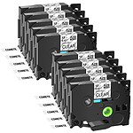 COMETE - Tze-131 - 10 Ruban Etiqueteuse Compatible TZe131 pour Brother P Touch - 12mm x 8m Noir sur transparent