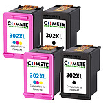 COMETE - Marque Française - HP 302XL - 4 Cartouches compatibles HP 302 XL - 2 Noir + 2 Couleur