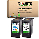 COMETE - Entreprise française - 545XL/546XL - 2 Cartouches d'encre Compatibles avec Canon PIXMA PG-545 CL-546 sans affichage du niveau d'ancre