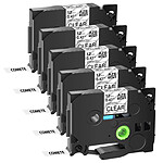 COMETE - Tze131 - 5 Ruban Etiqueteuse Compatible TZe131 TZe-131 pour Brother P Touch - 12mm x 8m Noir sur transparent