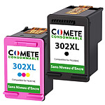 COMETE - Marque française - HP 302 XL - 2 cartouches compatibles avec HP 302XL - Sans niveau d'encre - Noir et Couleur