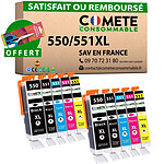 COMETE - Marque Française - 550XL 551XL - 10 Cartouches Compatibles 550 XL 551 XL pour Canon PIXMA