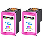 COMETE - 62XL - 2 Cartouches compatibles HP 62 XL - Couleur - Marque française