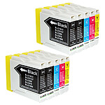 COMETE - LC970 LC1000 - 10 Cartouches compatibles BROTHER LC970/LC1000 - 4 Noir + 2 Cyan + 2 Magenta + 2 Jaune
