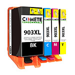COMETE - Marque Française - 903XL - 4 Cartouches compatibles HP 903 XL - 1 Noir + 1 Cyan + 1 Magenta + 1 Jaune