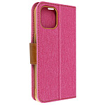 Avizar Étui pour iPhone 14 Tissu Portefeuille Support Vidéo Série Canvas Book Rose