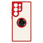 Coque pour Samsung S23 Ultra Bi-matière Bague Métallique Support Vidéo Rouge Coque pour Samsung S23 Ultra Bi-matière Bague Métallique Support Vidéo Rouge