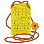 Avizar Sac Bandoulière pour Smartphone Tricoté Main Motif Fleur Série FlowerWeave Jaune