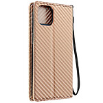 Avizar Etui pour iPhone 15 Plus Effet Carbone Portefeuille Support vidéo Rose