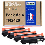 COMETE - TN2420 - Pack de 4 Toners Compatibles avec Brother TN2420 (ou TN2410) - Marque française