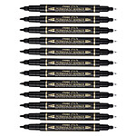 PENTEL Marqueur permanent Pen, double pointe, noir x 12 PENTEL Marqueur permanent Pen, double pointe, noir x 12