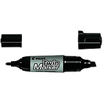 PILOT Marqueur permanent TWIN Marker Jumbo Pointe Biseau et Pointe Ogive Noir x 10 PILOT Marqueur permanent TWIN Marker Jumbo Pointe Biseau et Pointe Ogive Noir x 10