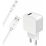 BigBen Connected Chargeur Secteur USB A 2.4A FastCharge + Câble USB A/micro USB Blanc