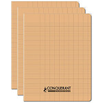 CONQUÉRANT Cahier conquérant polypro agrafé 17X22 cm 96P 90G grands carreaux abricot x 3
