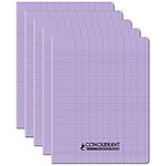 CONQUÉRANT Cahier conquérant polypro agrafé 17X22 cm 96P 90G grands carreaux lilas x 5