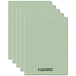 CONQUÉRANT Cahier conquérant polypro agrafé 24x32 cm 96P 90G grands carreaux vert tendre x 5