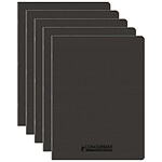 CONQUÉRANT Cahier conquérant polypro agrafé 24x32 cm 96P 90G grands carreaux noir x 5