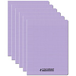 CONQUÉRANT Cahier conquérant polypro agrafé 24x32 cm 96P 90G grands carreaux lilas x 6